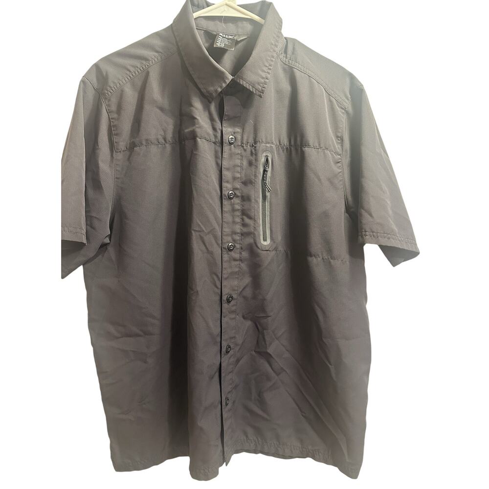 5.11 Tactical Men's Short Sleeve Button-Front Shirt Solid Gray Polyester L